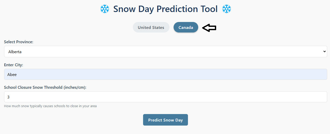 Snow Day Prediction for canada